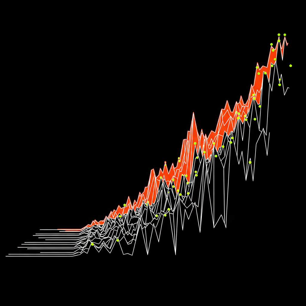 Performance-Kurve über 8 Versionen