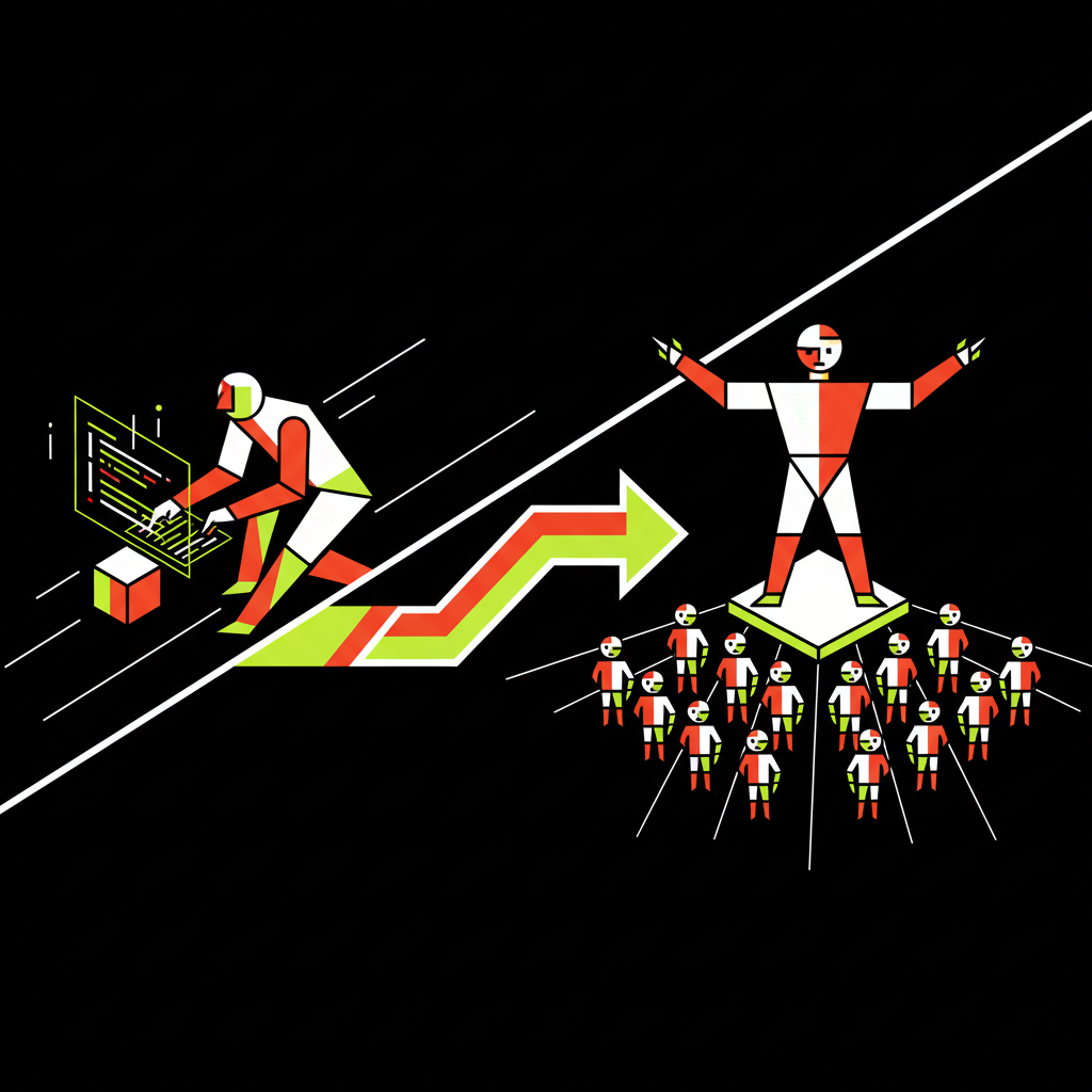 Abstrakte Darstellung: Vom Entwickler zum Orchestrator