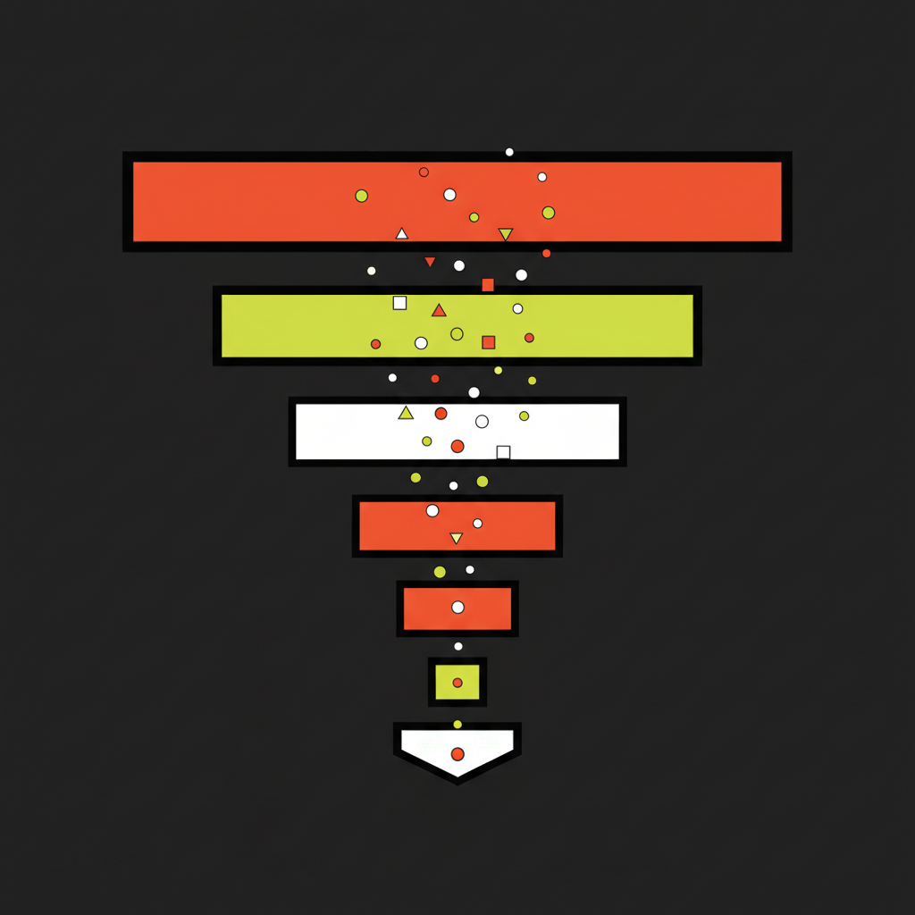 Abstrakte Darstellung: Mehrstufiges Entscheidungs-Gate-System