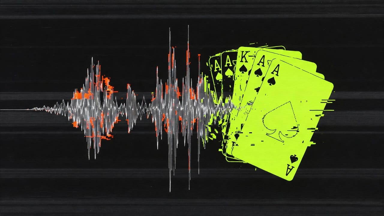 Glitch-Art: Audiowaveform transformiert sich in Spielkarten